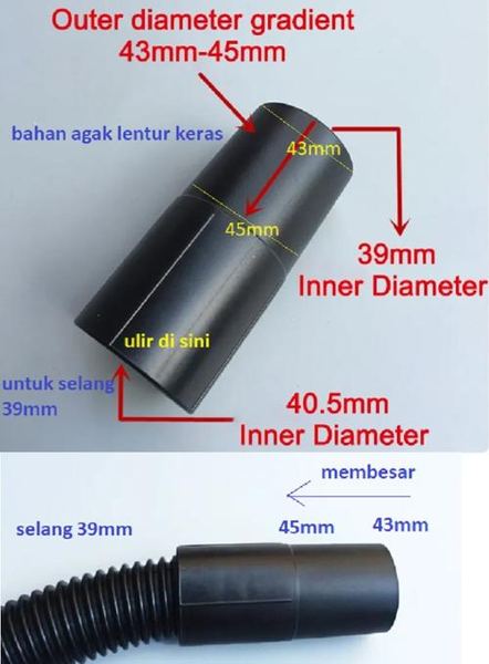 Special Konektor Selang Vacuum Cleaner untuk selang Outer 39mm
