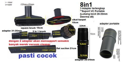 Sikat Vacuum Cleaner 8 pcs Terlengkap Support Portable