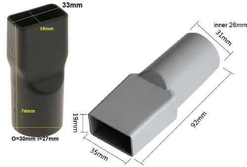 Adapter vacuum cleaner pipa selang plastik Bulat ke kotak 30mm