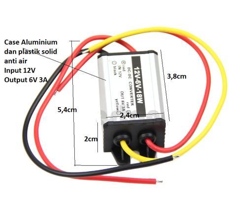 Step Down DC 12v ke 6v 3A konversi volt penurun volt DC waterproof
