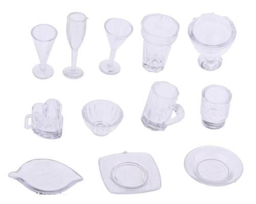 Miniatur Set Alat Makan Gelas Piring Mangkok 13 Pcs 1 Set Plastik